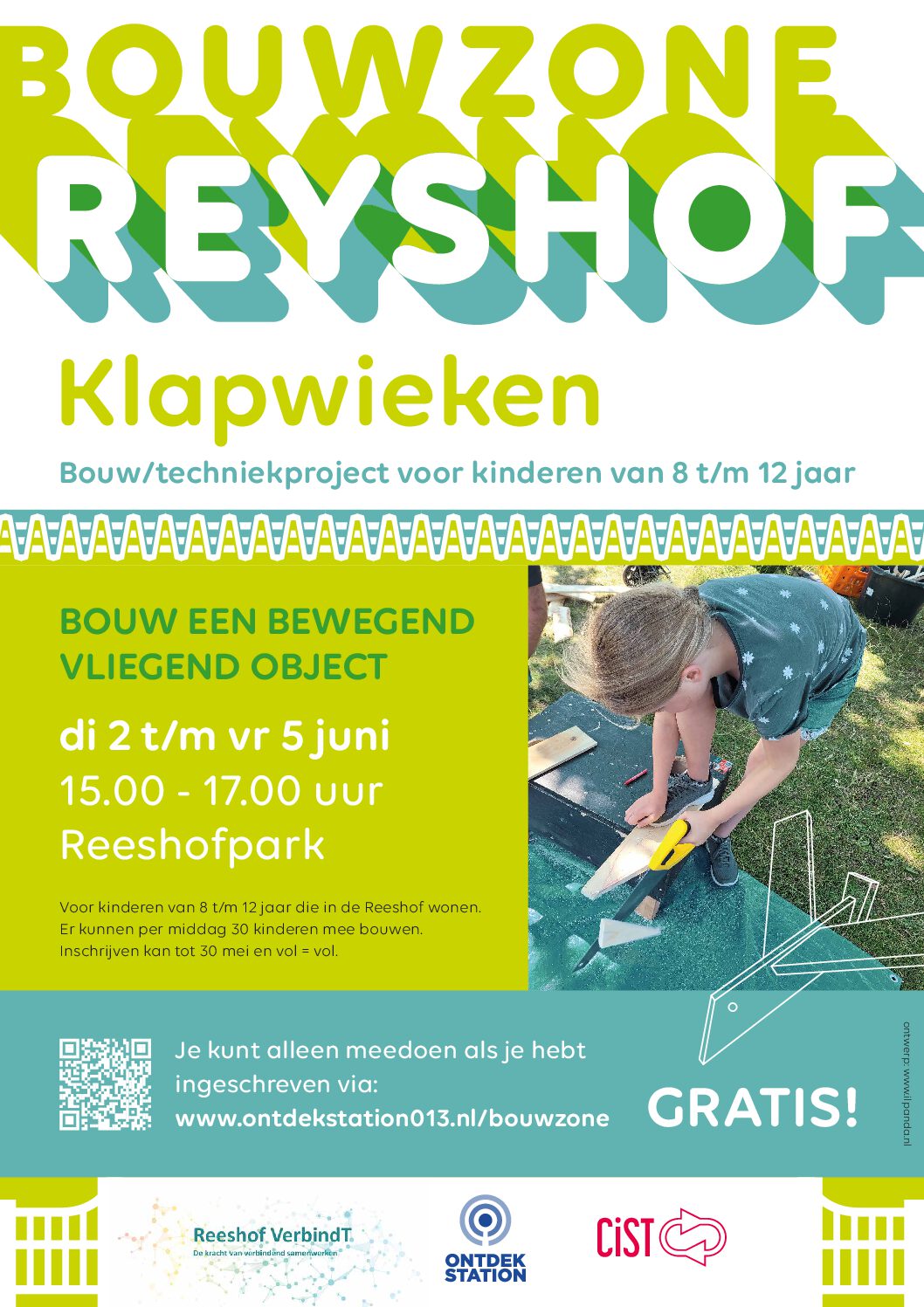 Kinderen bouwen in het Reeshofpark